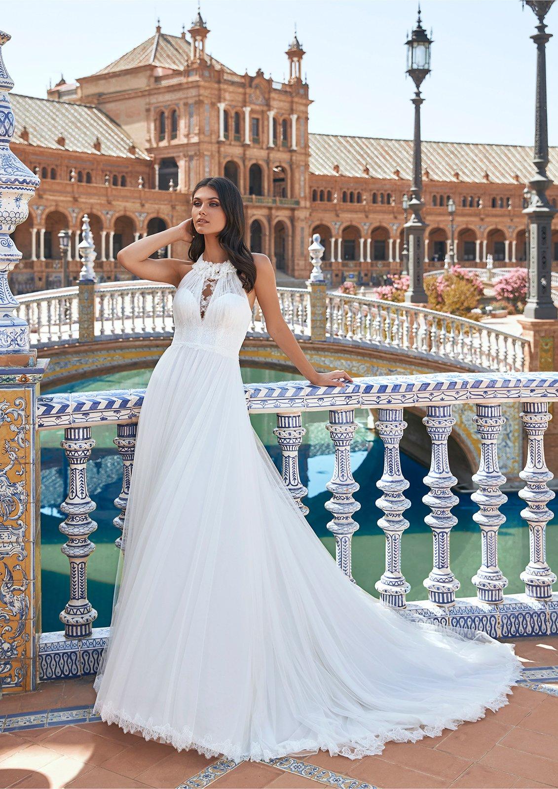 vestido de novia escote halter