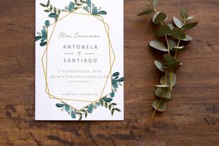 tarjeta de casamiento minimalista diseño flores