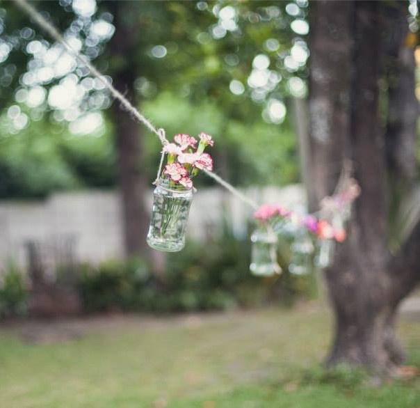 decoración casamiento frascos de vidrio DIY