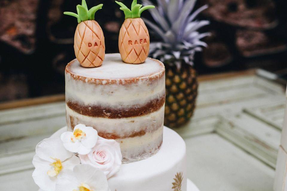 torta de casamiento original decoración ananá