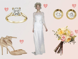 Look de novia ninfa en blanco y oro