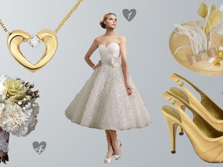 Look de novia dorado inspirado en los 50´