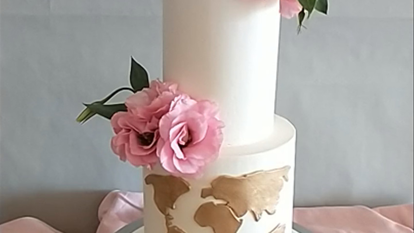 Torta de novios viajeros