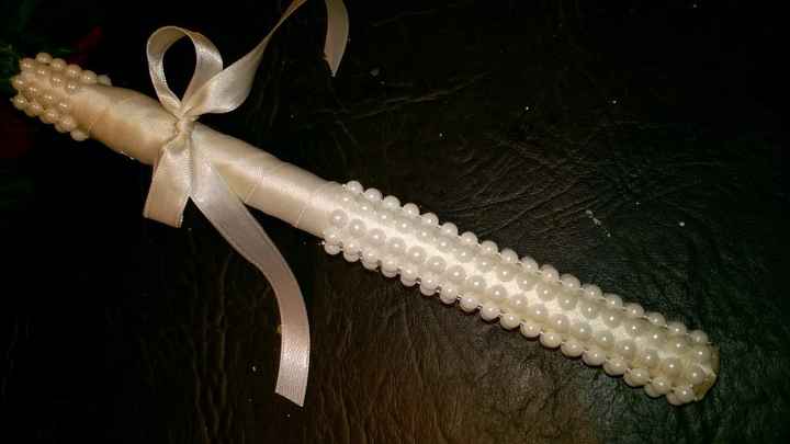 ramo con cinta y perlas