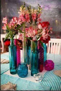 Centros de mesa con botellas. ¿que les parece? - 2