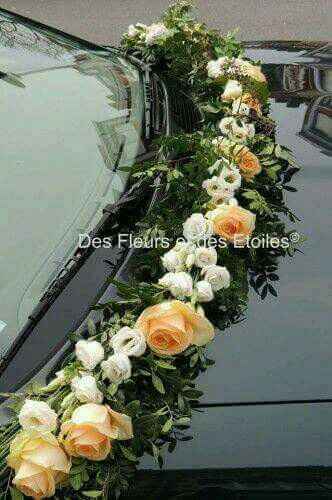 Ramos de flores artificiales y decoración del auto de novios - 6