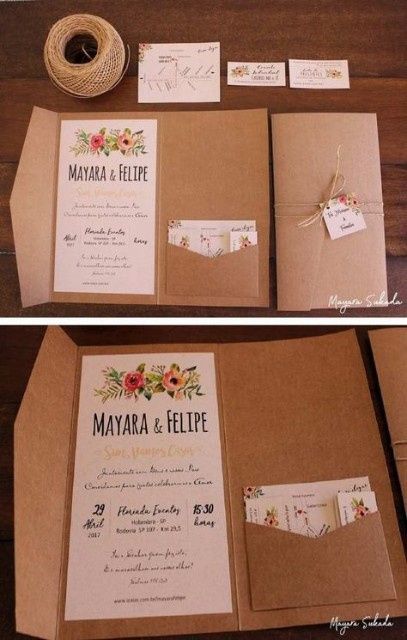 ¡17 ideas para Invitaciones de papel madera!😍 11