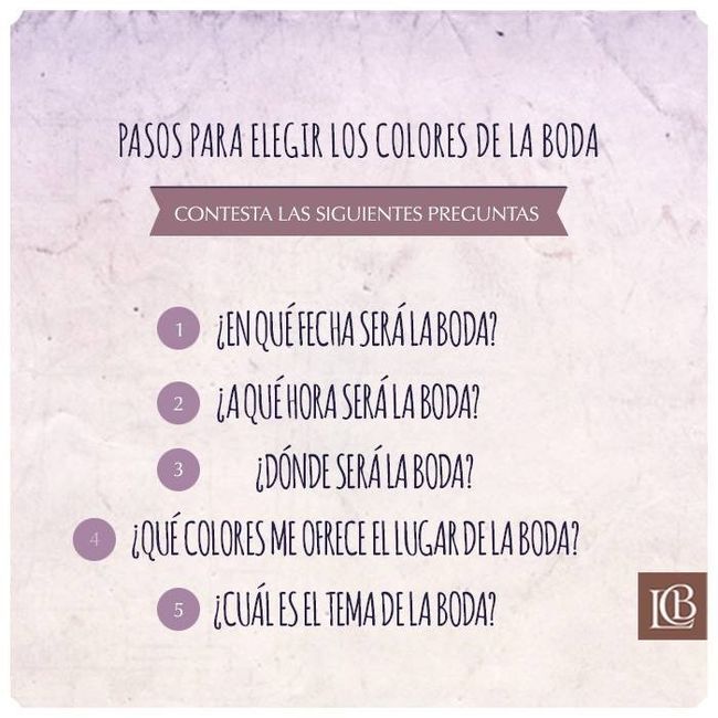 Pasos para elegir los colores de la boda