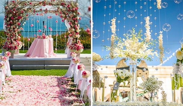 Gazebos con flores naturales. Rosado y amarillo 3