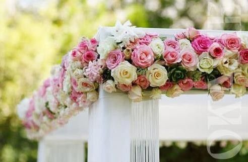 Gazebos con flores naturales. Rosado y amarillo 4