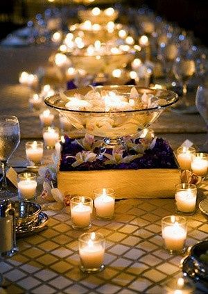 Centros de mesa con luces y velas 11