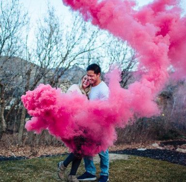 Polvo holi y humo color rosa 12