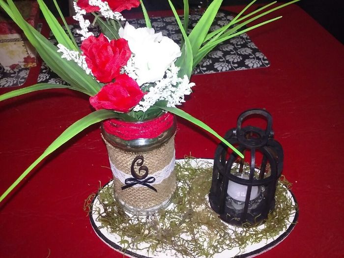 Centro de mesa en proceso..flores artificiales - 1