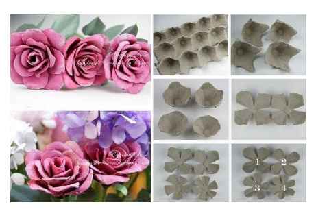 Decorar un marco de espejo: rosas hechas con cartones de huevos - 1