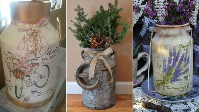 Decoración con Lecheras para un casamiento rústico y muy campestre 2