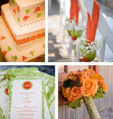 Casamiento en naranja y blanco