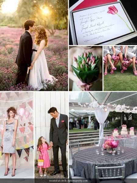 Casamiento gris y rosa