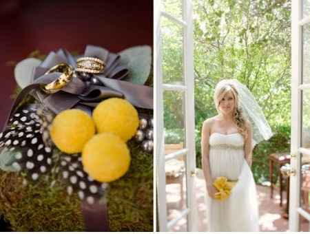 Casamiento gris y amarillo