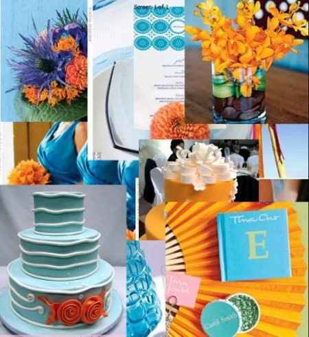 Casamiento turquesa y naranja