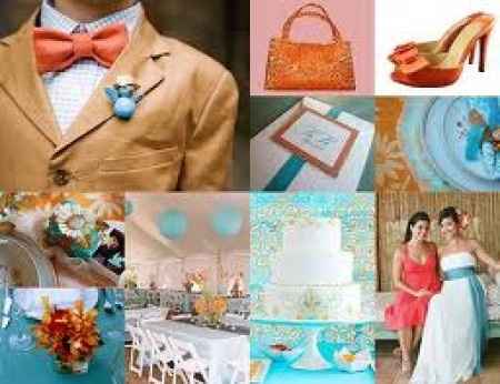 Casamiento turquesa y naranja