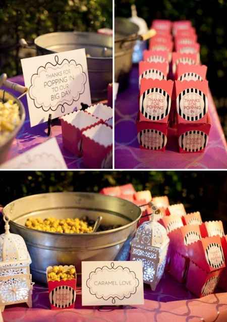 Popcorn mesa dulce casamiento