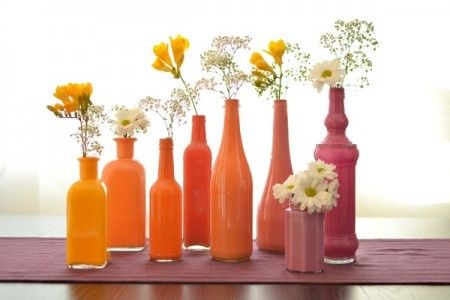 jarrones con botellas pintadas