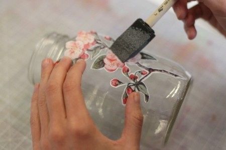 Frascos decorados con decoupage