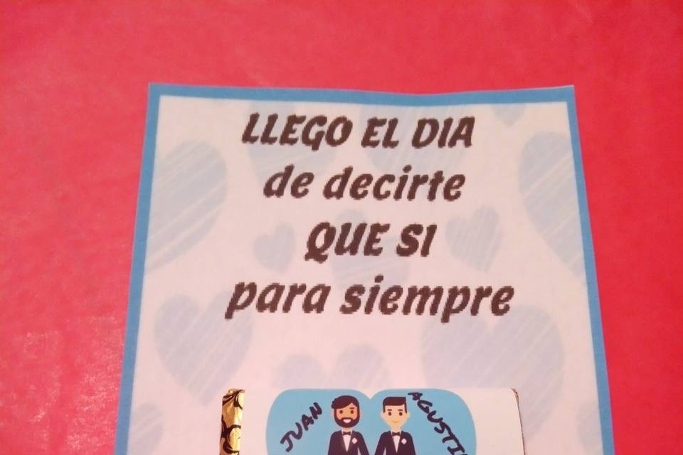 Tarjeta con choc. Personalizad