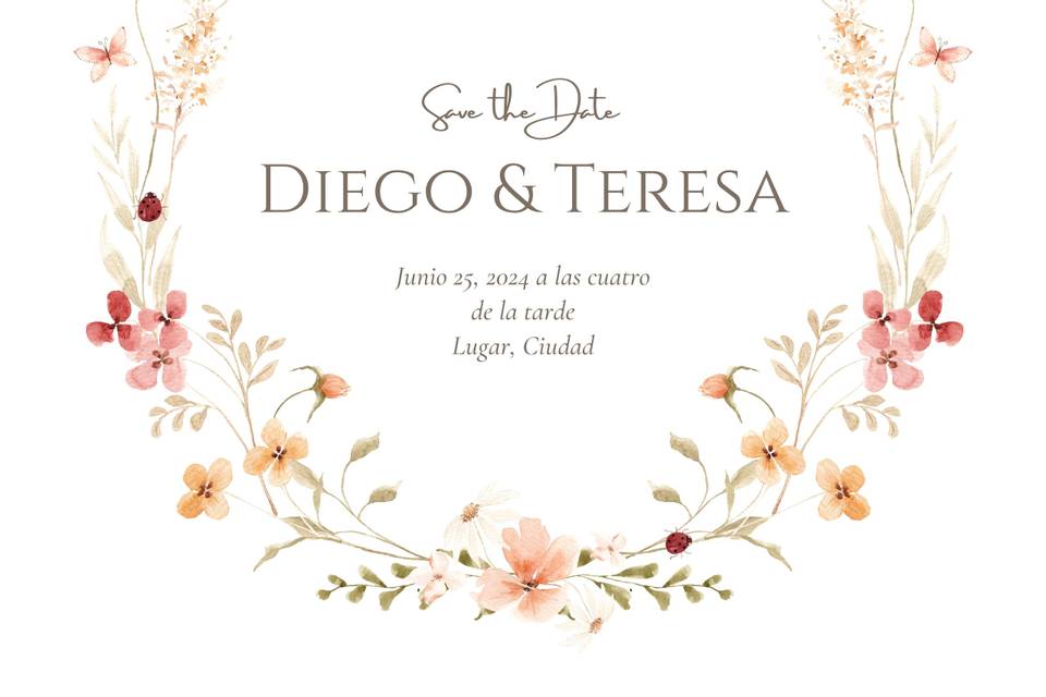 Invitación de bodas en tono