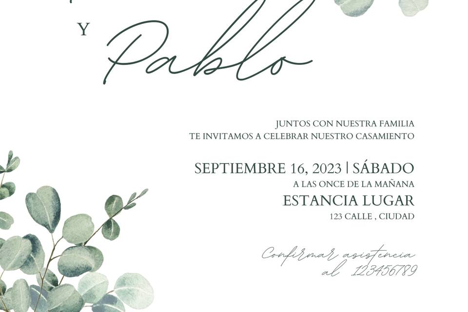 Invitación de bodas en tono