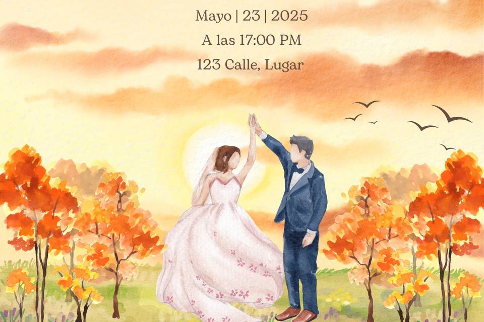 Invitación de bodas en tono