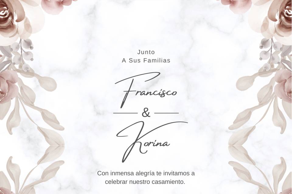 Invitación de bodas en tono tierra