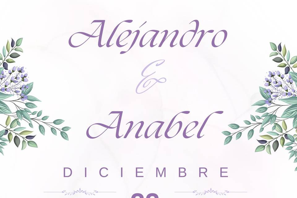 Invitación de bodas en tono lavanda