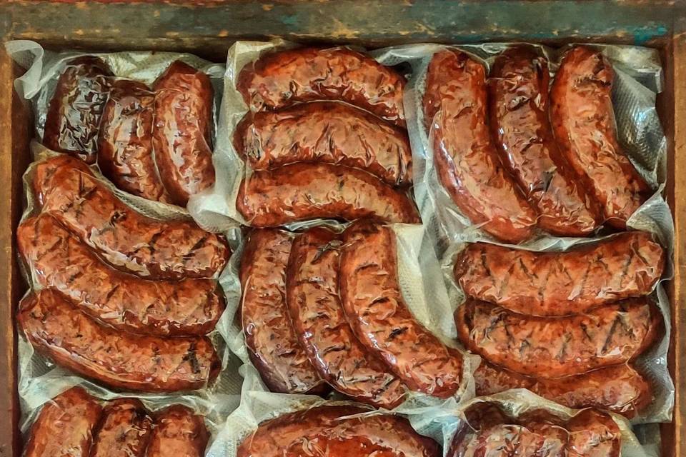 Chorizos de cerdo ahumados.