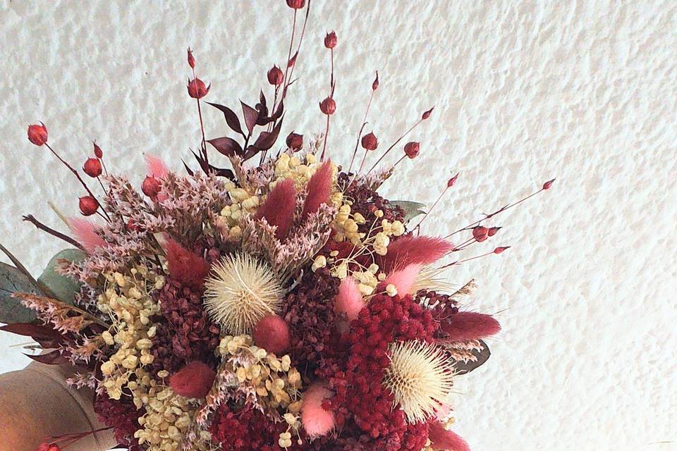Ramo novia rojo bordo