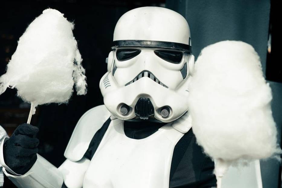 Stormtrooper com algodones de azúcar