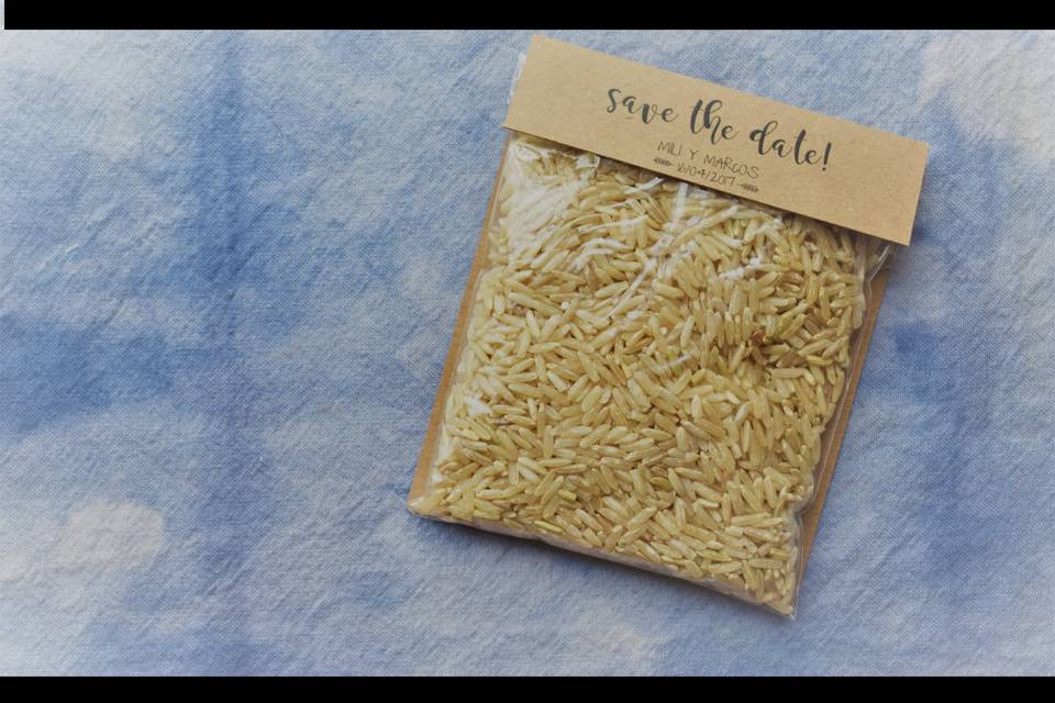 Save the date bolsita arroz