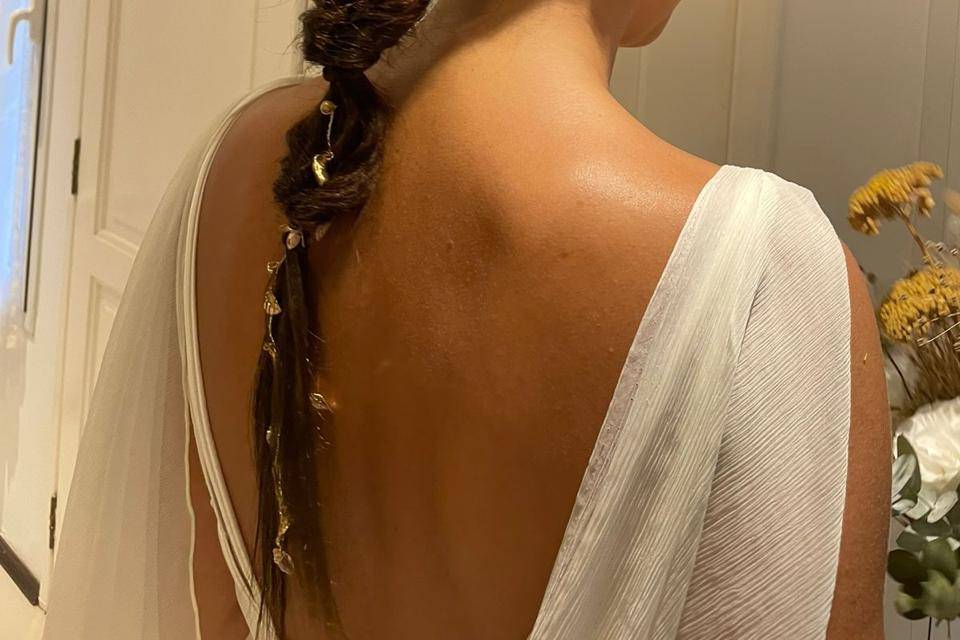 Trenza cocida con apliques