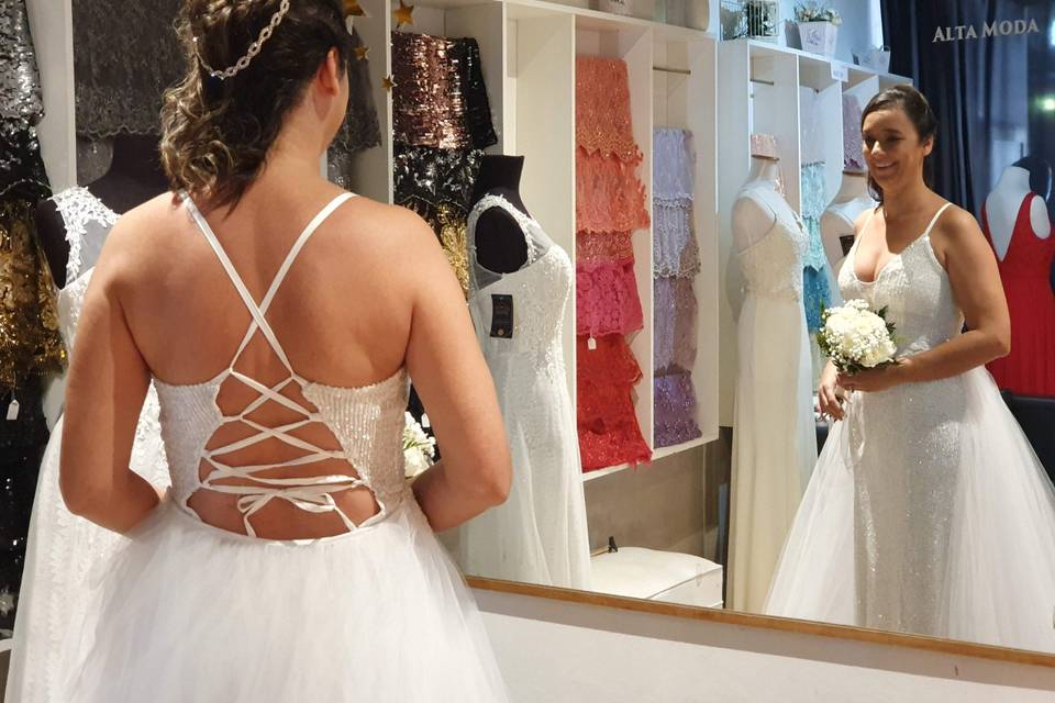 Vestido de novia capa de tules