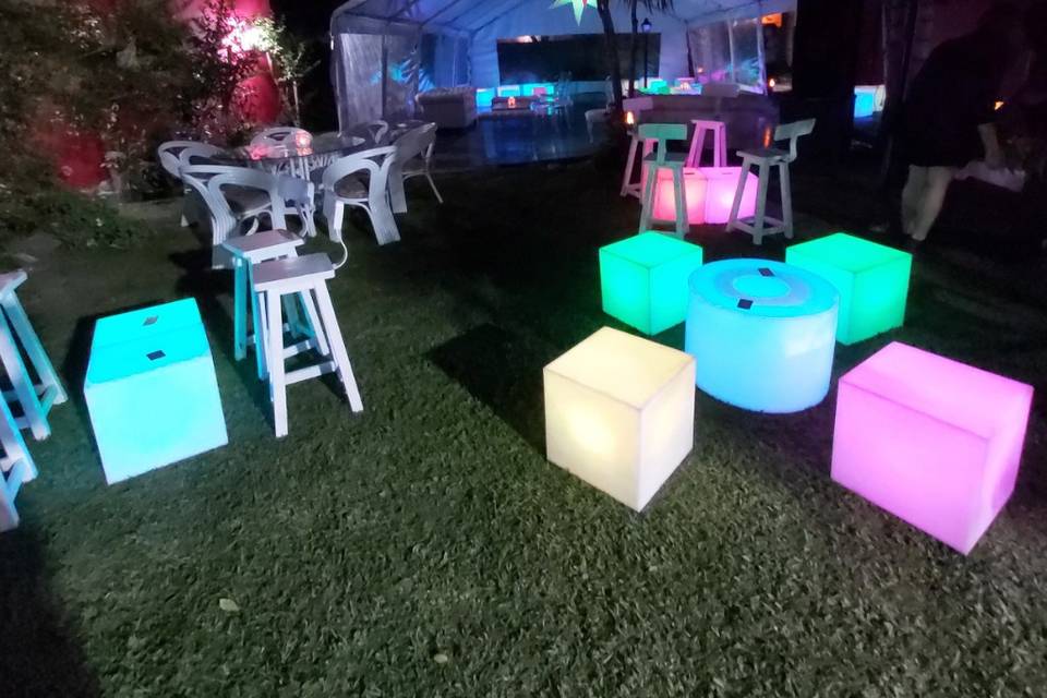 Livings led + carpa blanca