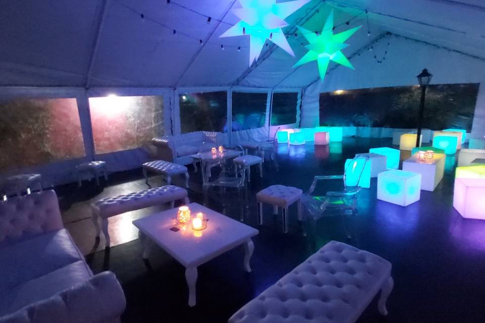 Livings + estrellas led carpa