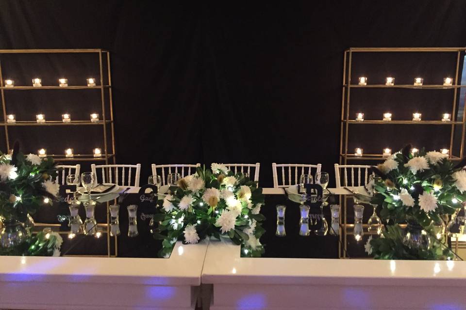 Adornos y mobiliario para eventos nupciales