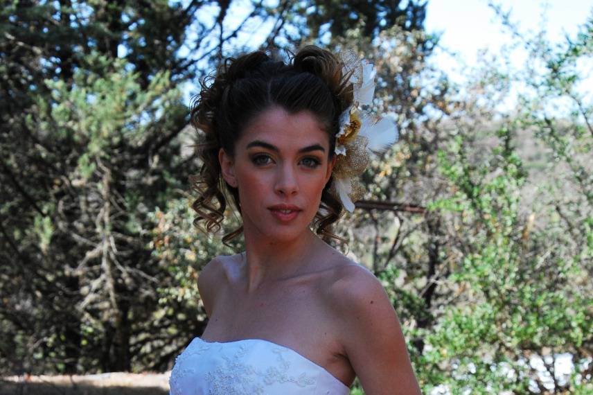 Novia con escote palabra de honor