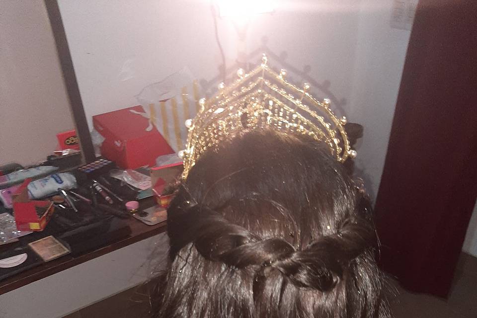 Peinado semi recogido con ondas