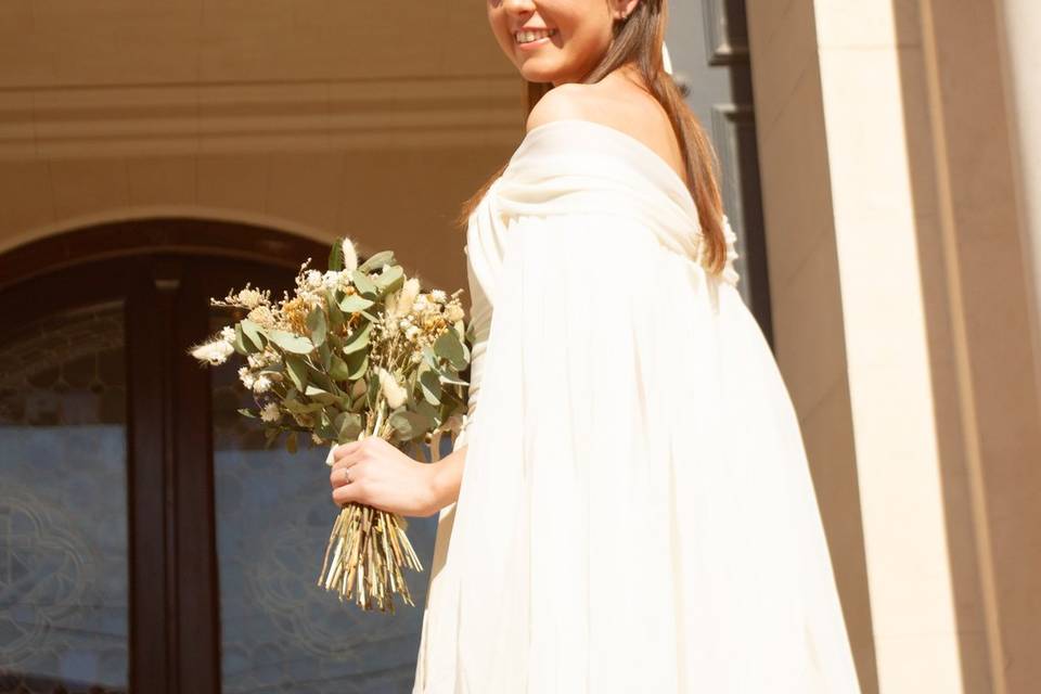 Novia con corona de flores