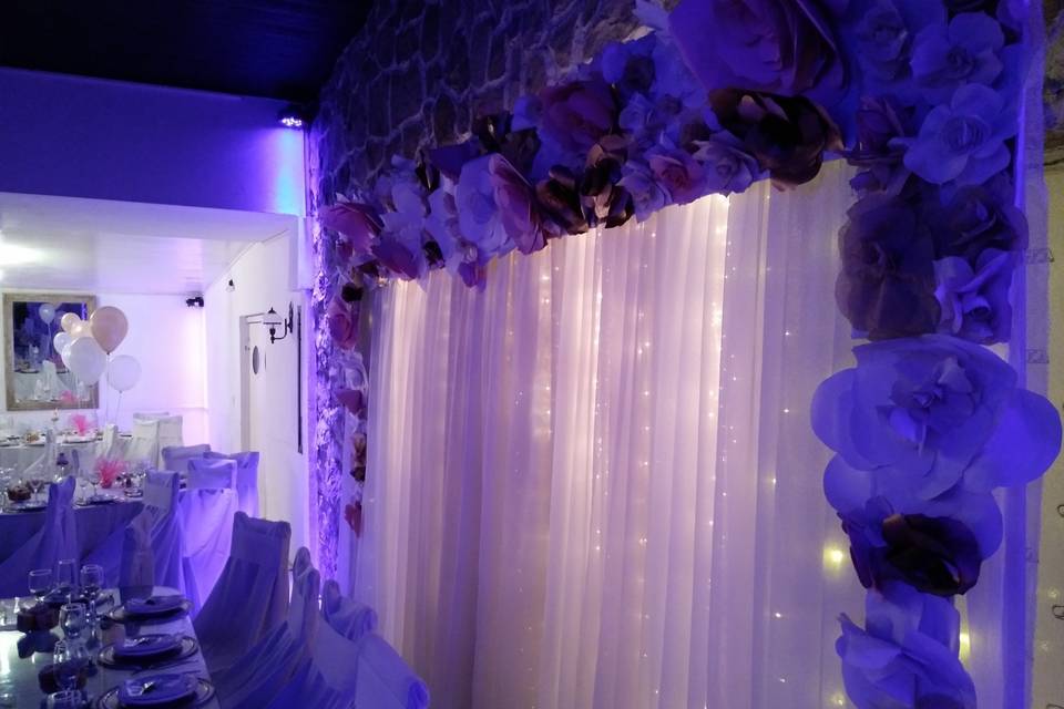 Fondo con luces y flores