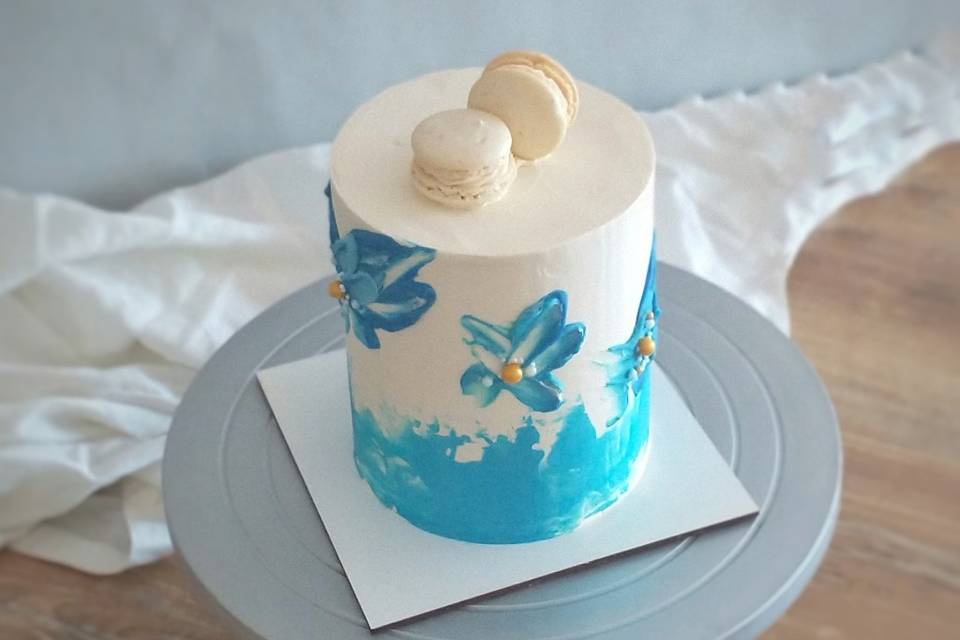 Mini torta de flores azules