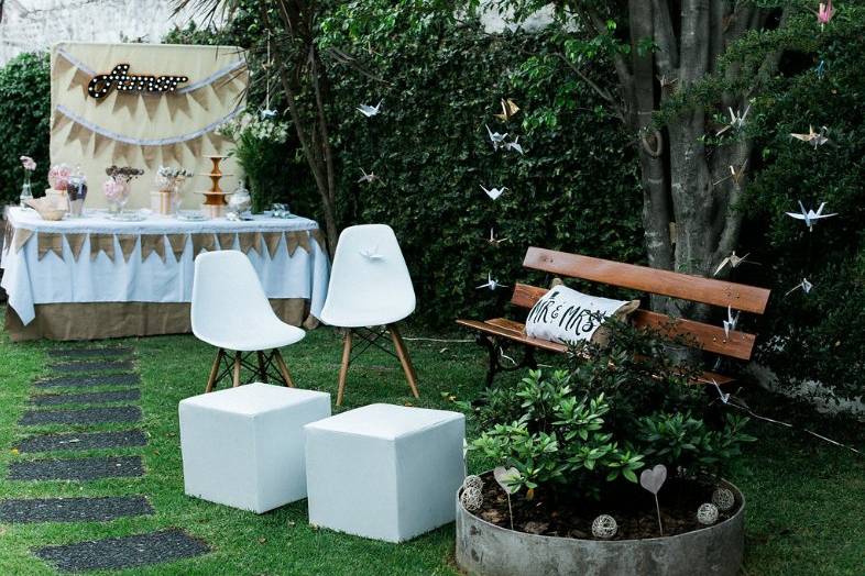 Living exterior en boda