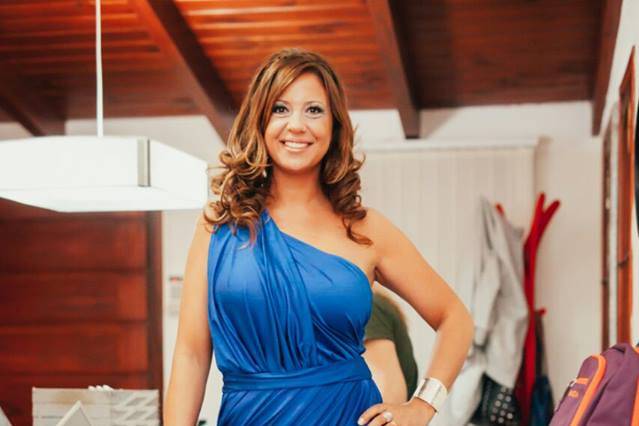 Vestido drapeado azul