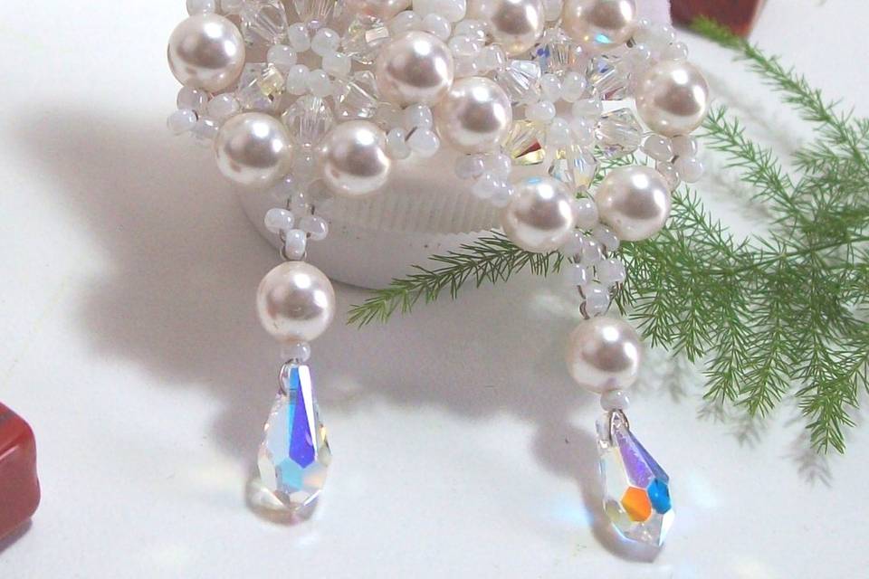Aros perlas y cristal